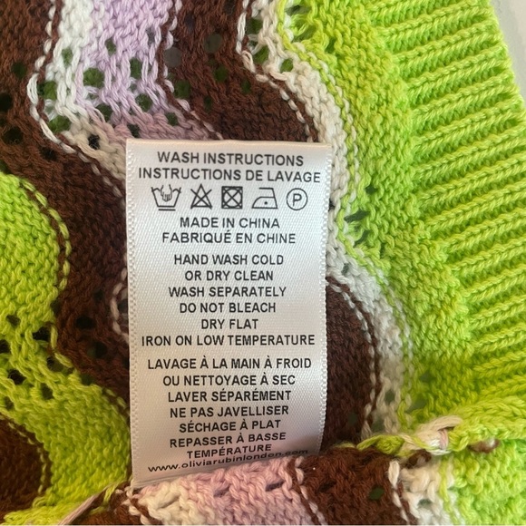 Olivia Rubin Hailey Green Brown Cotton Pointelle Mini Dress 27025 - Picture 8 of 9